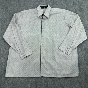 Vintage Spire California Shirt Mens 3XL Gray Dot Long Sleeve Button Up USA Made‎
